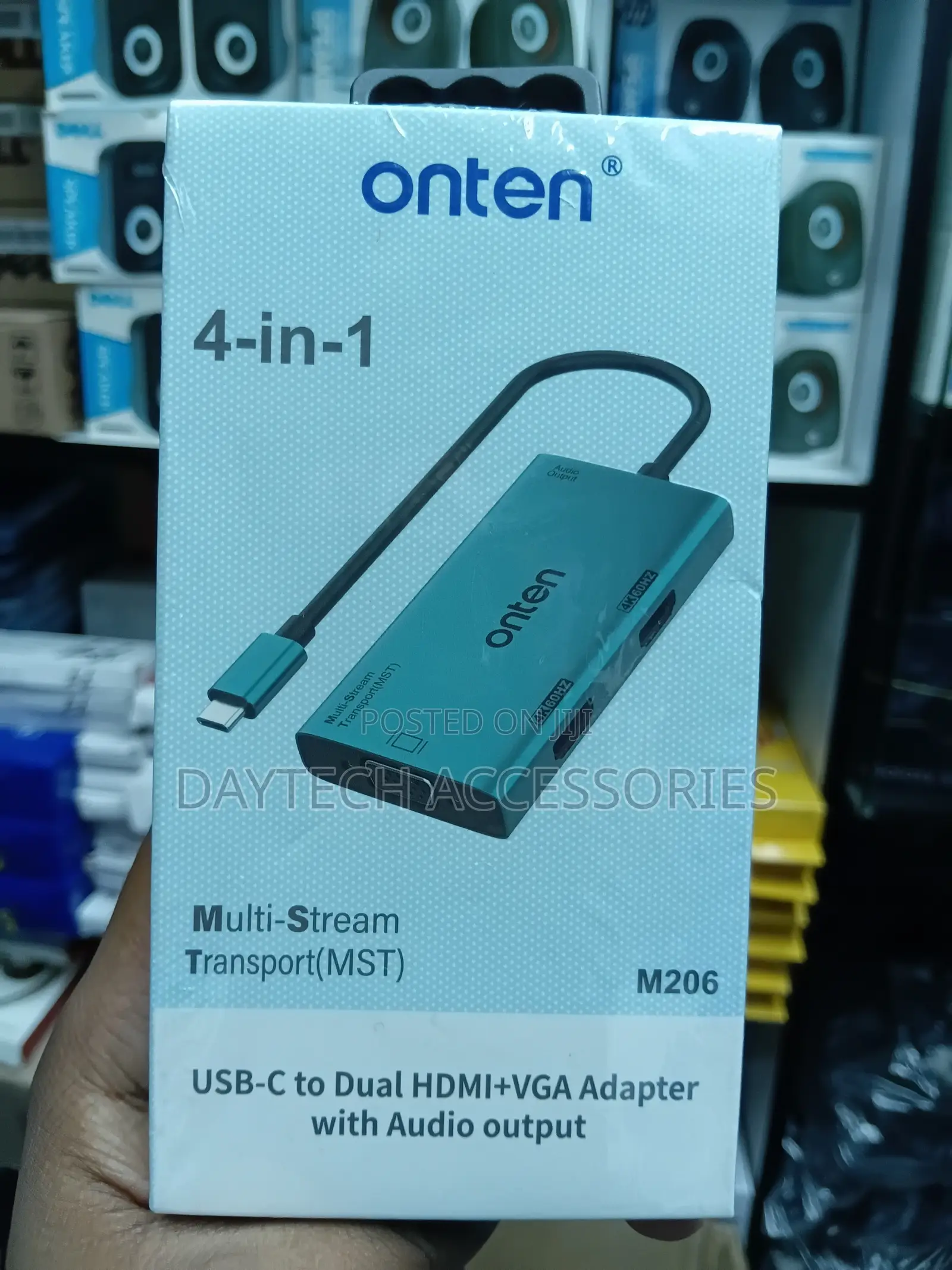 Onten M206 4K 60Hz 4 in 1 Type-C to Dual HDMI + VGA + 3.5mm Adapter.