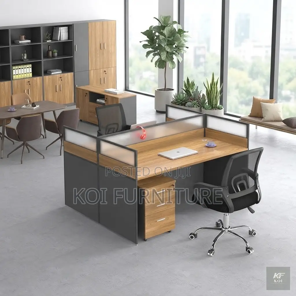 Office Workstation; Two User Square Modular Modern Office Workstations