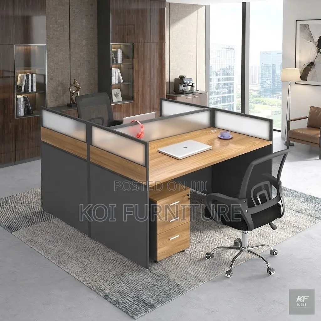 Office Workstation; Two User Square Modular Modern Office Workstations