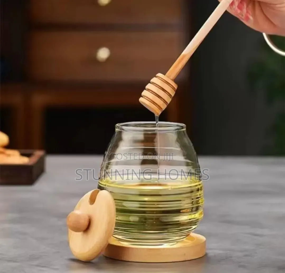 Glass Honey Dispenser Jar With a Dipper