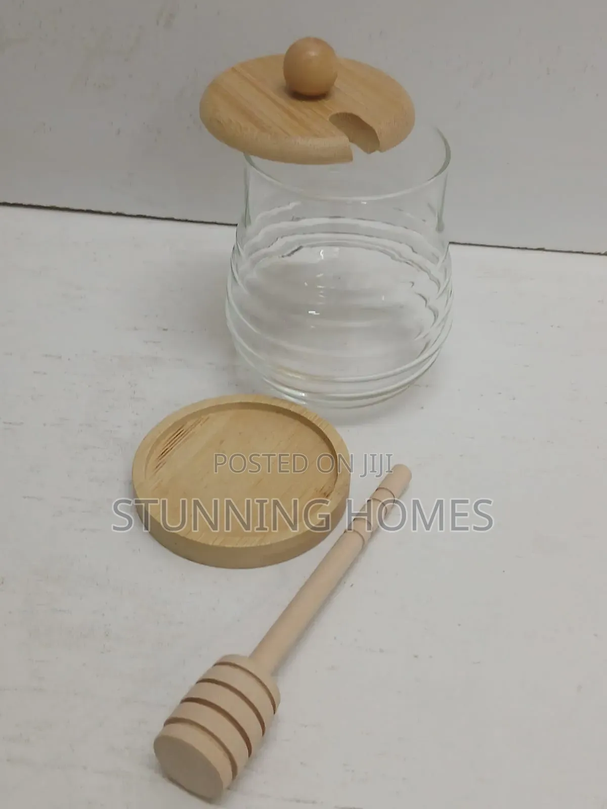Glass Honey Dispenser Jar With a Dipper