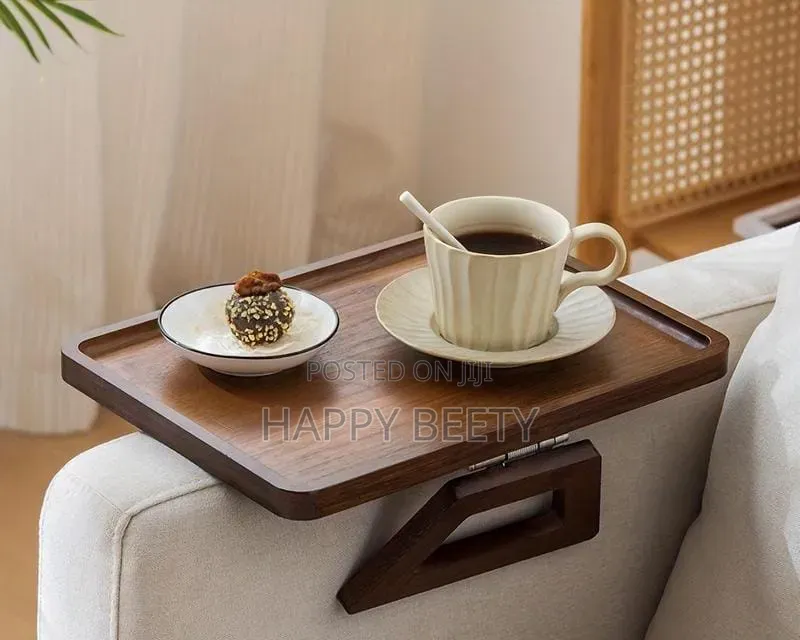 *Foldable Wooden Sofa Armrest Tray on Table for Couch Convince
