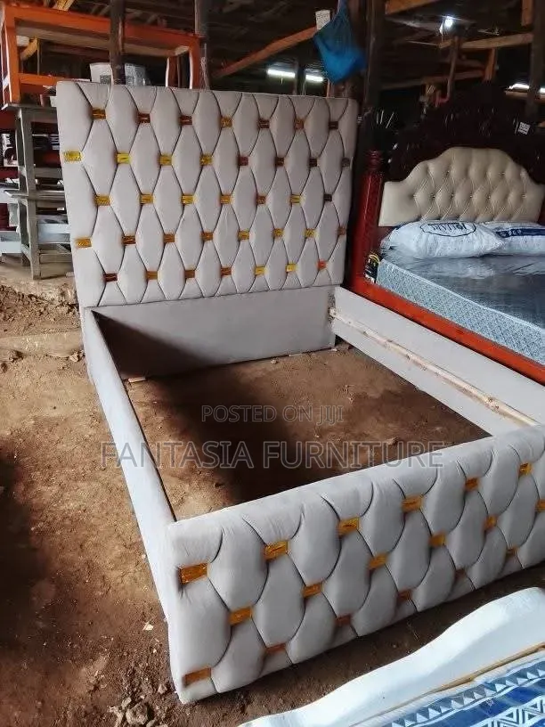4 by 6 Bed (Beige Tufted)