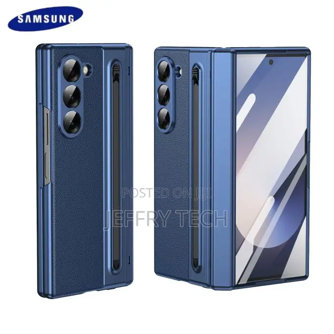 Samsung Galaxy Z Fold 6 Leather Case. BLUE