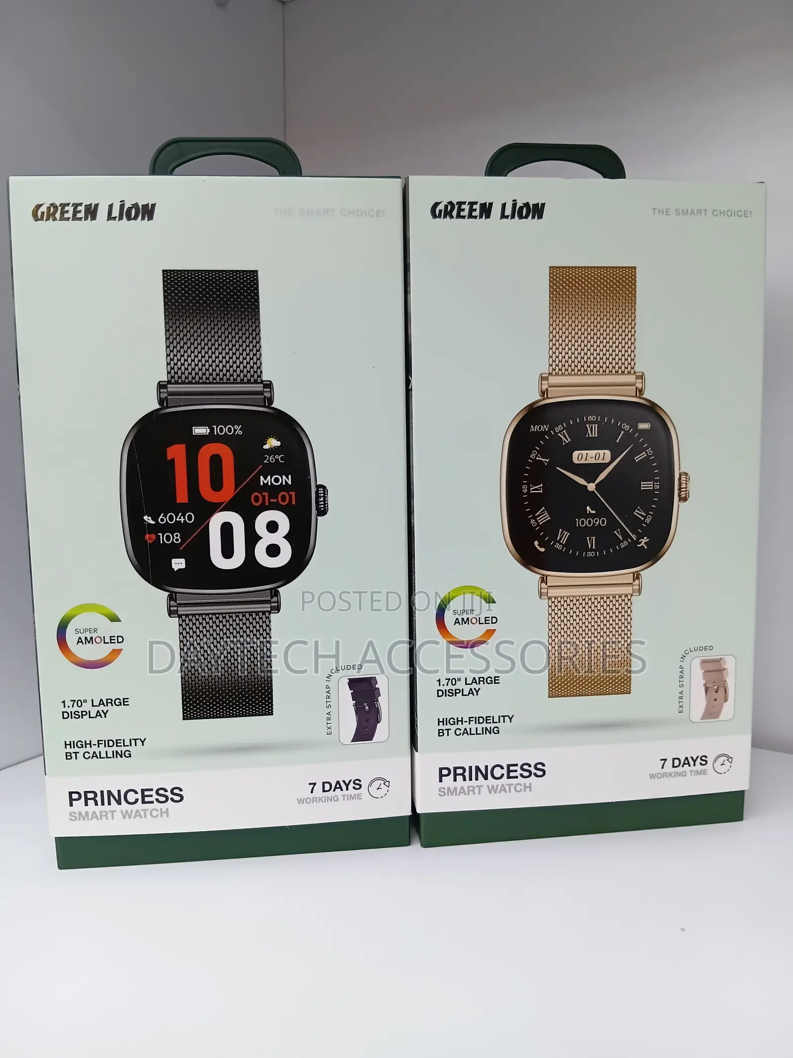 Green Lion Princess Smart Watch – Stylish, BT Calls, IP68