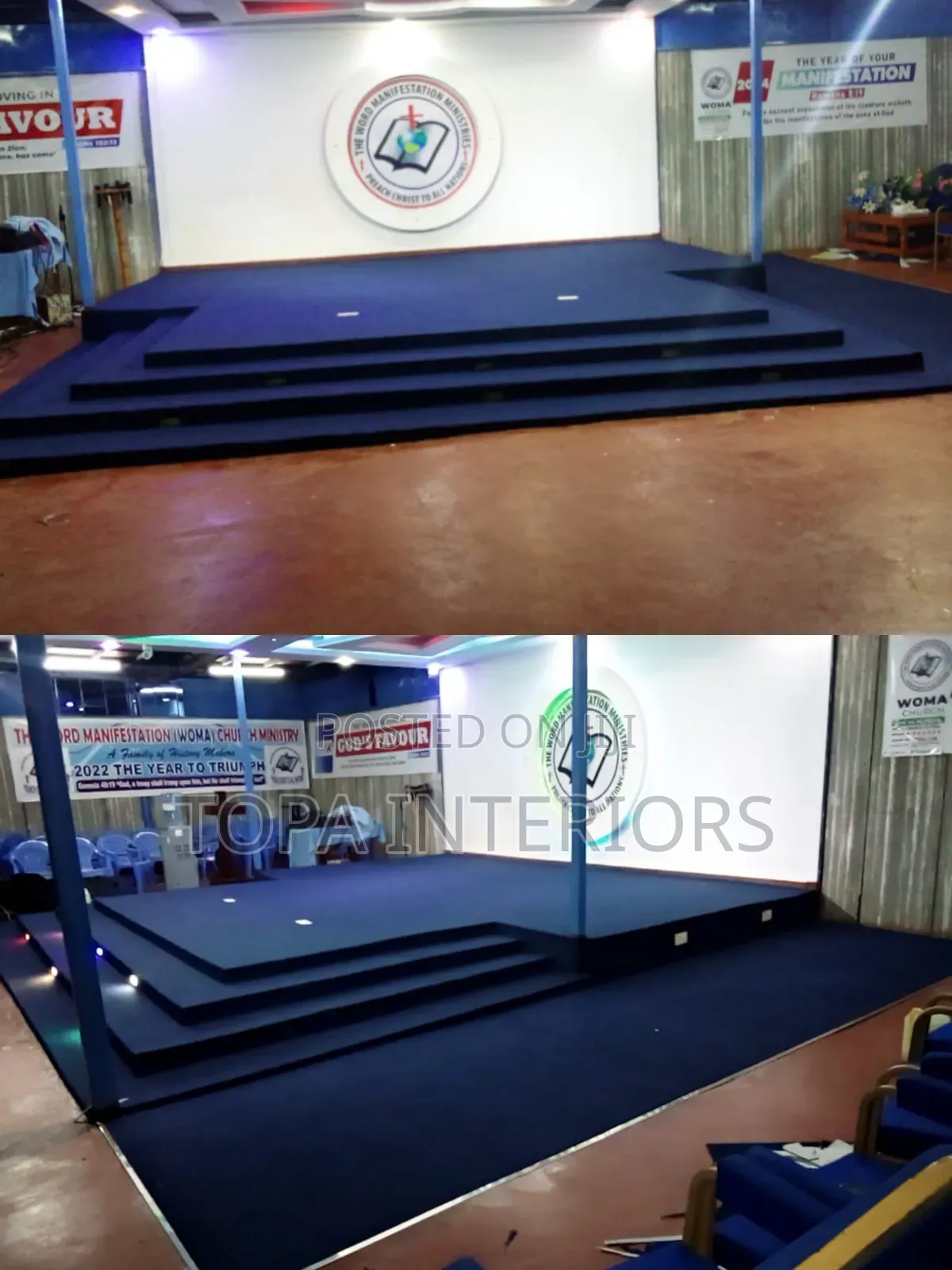 Navy Blue Church Altar Carpets Installation of Wall to Wall Carpets