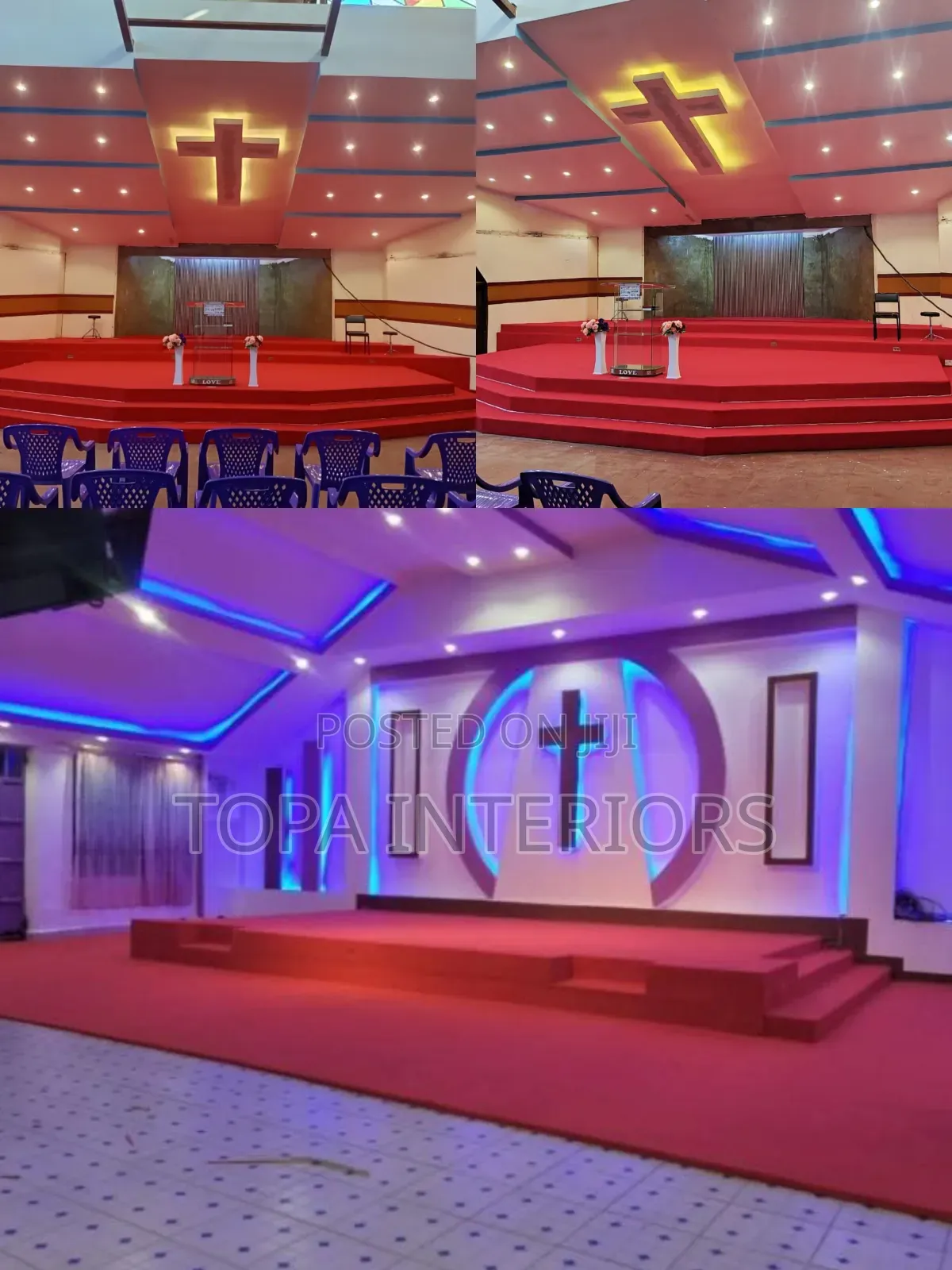 Modern Church Red Carpets Installation of Altar Wall to Wall Carpets