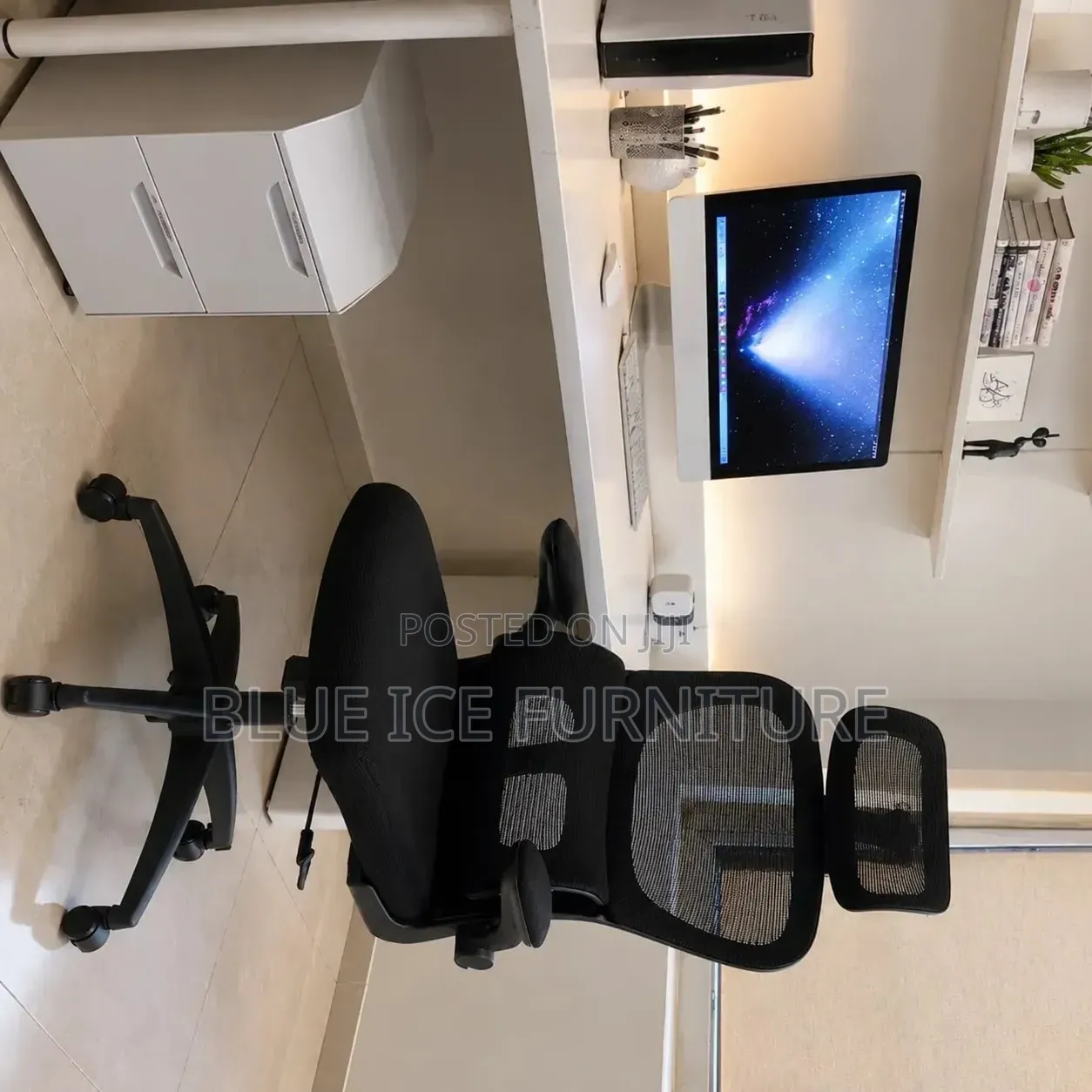 Black Mesh Ergonomic Office Chair With Headrest & Adjustable Armrests
