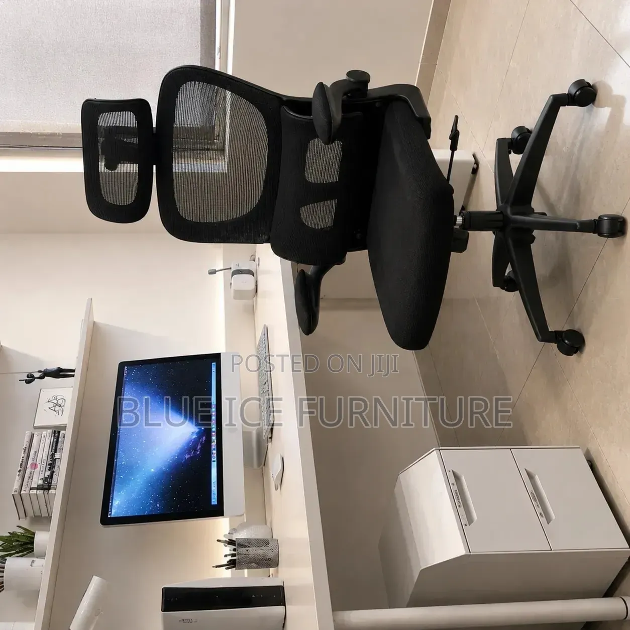 Black Mesh Ergonomic Office Chair With Headrest & Adjustable Armrests