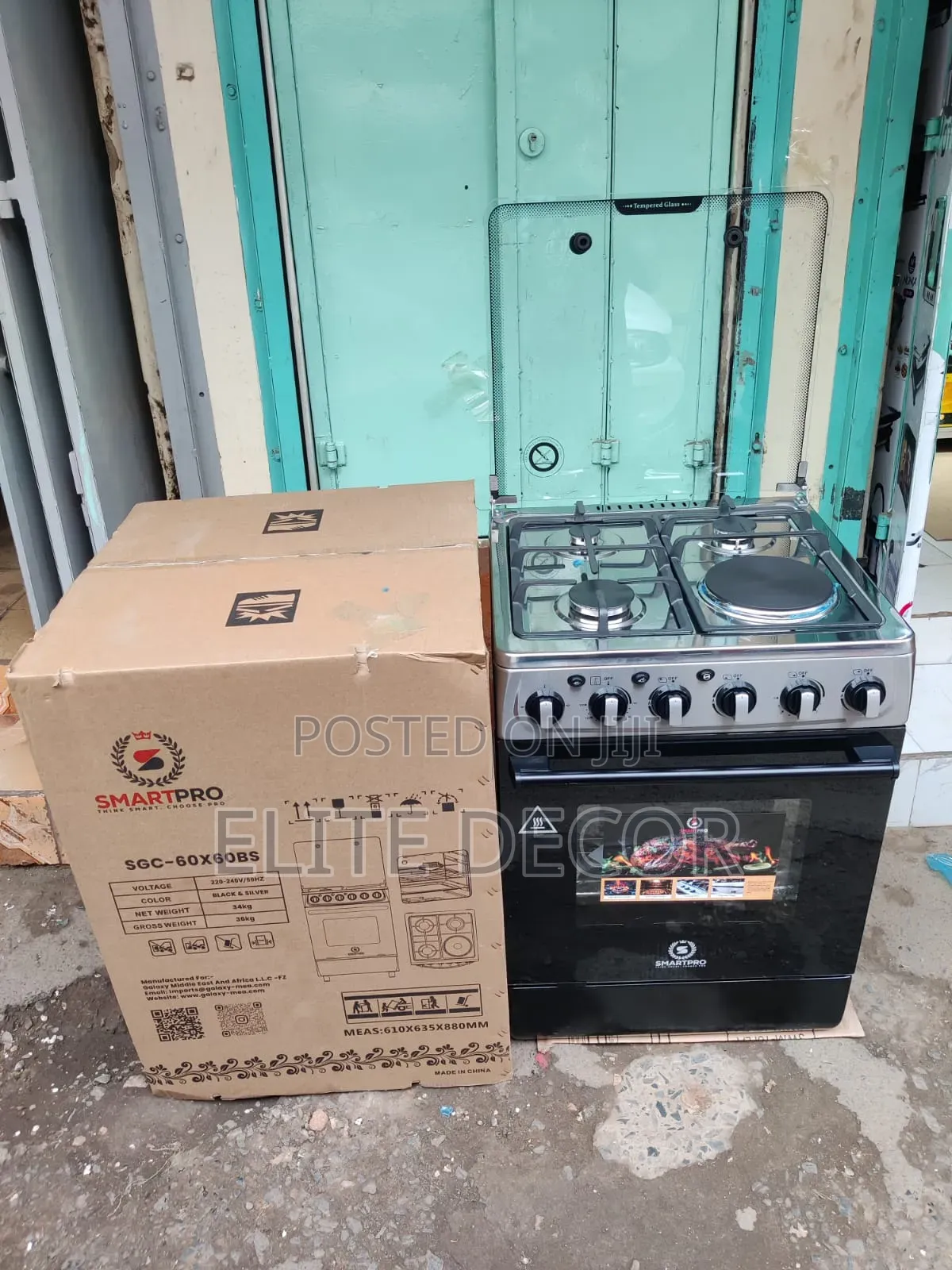 SmartPro SGC-60×60BS 3+1 Standing Cooker – 3 Gas + 1 Electric,Oven