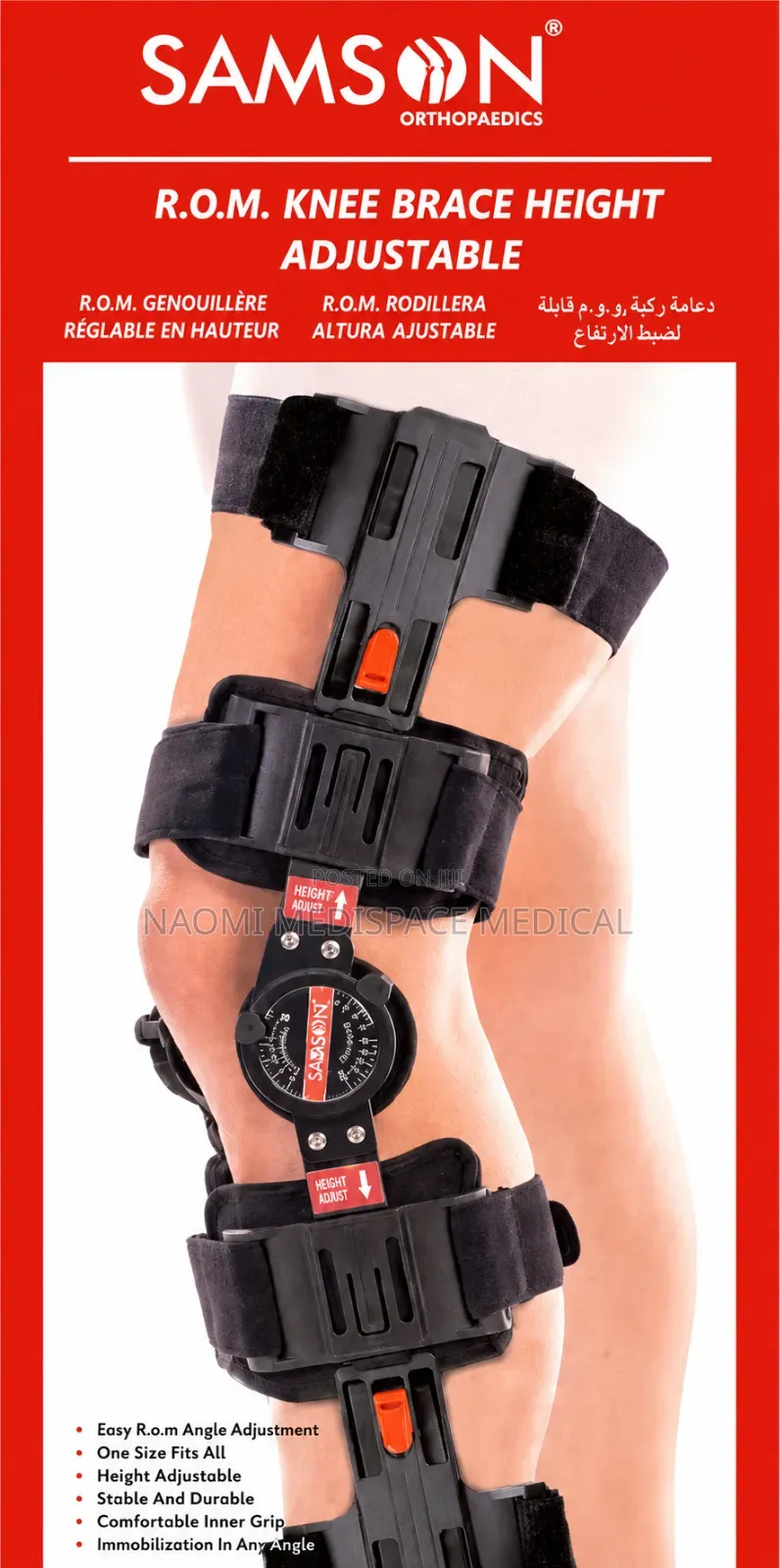 Samson ROM Knee Brace Height Adjustable-for Knee Support Abd Recovery