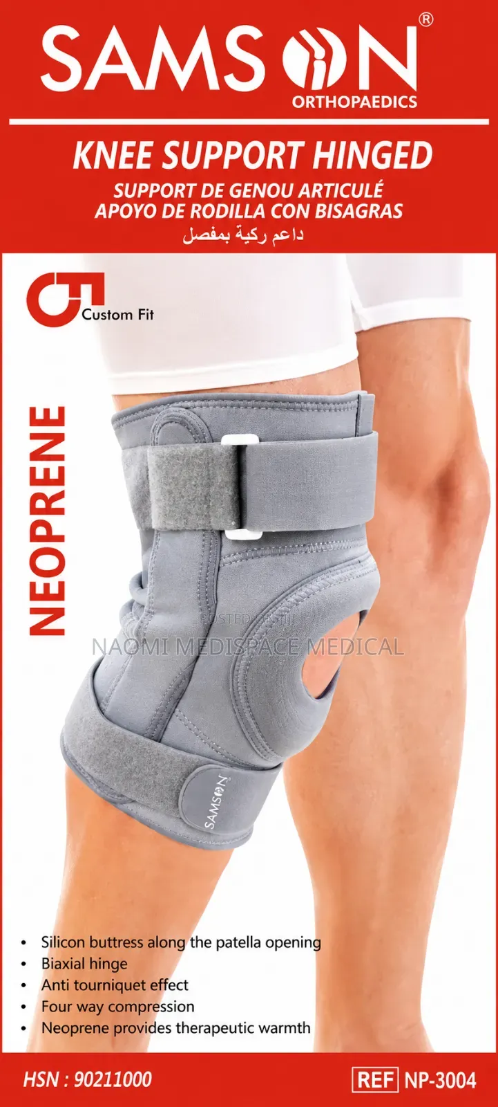 Samson Orthopedic Knee Support Hinged With Patella Opening