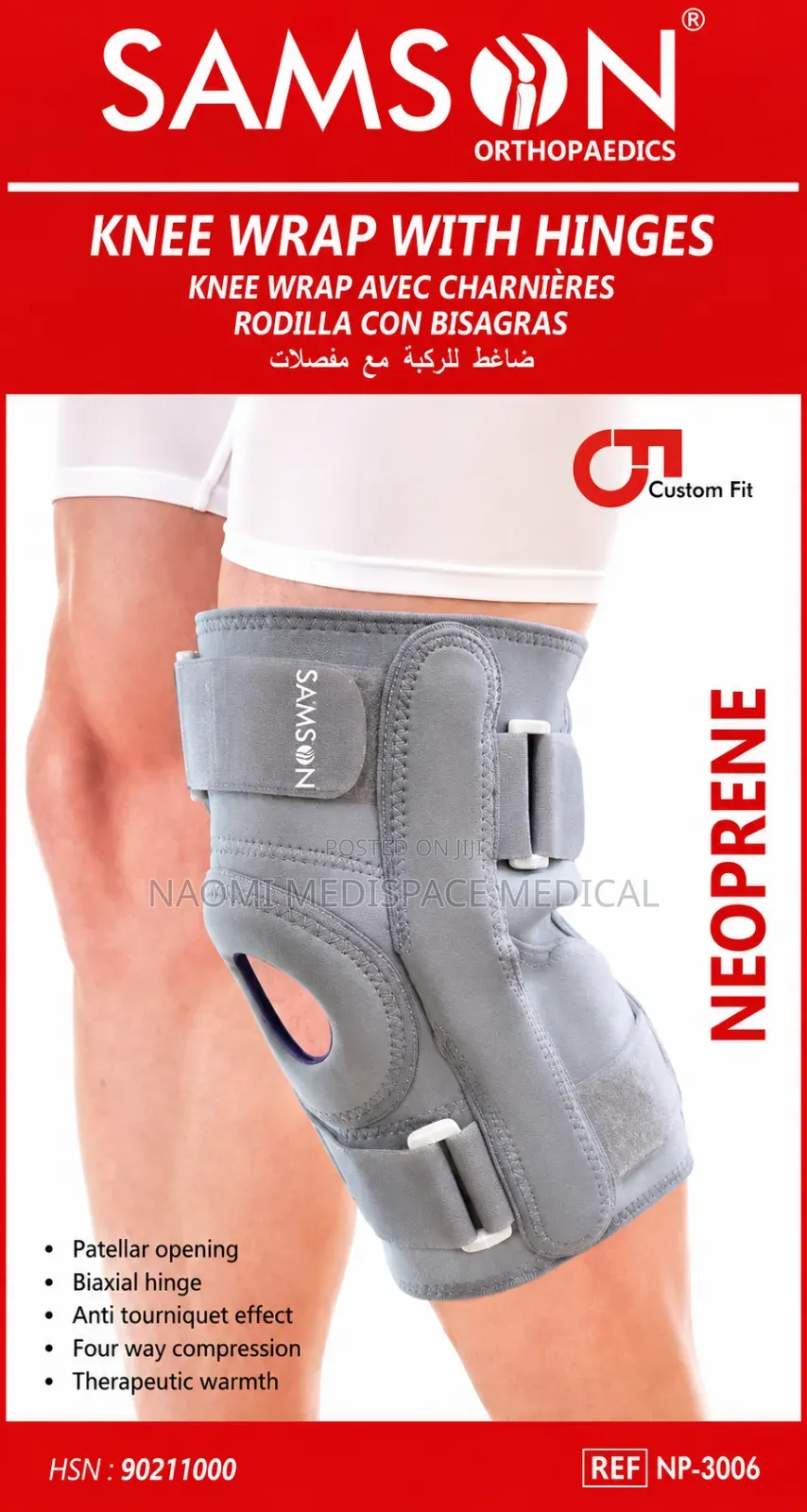 Samson Orthopedic Knee Wrap With Hinges and Open Patella