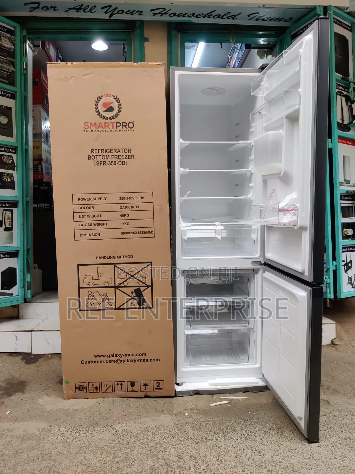 *Smartpro Fridge Defrost 280L Capacity Bottom Freezer With Dispenser