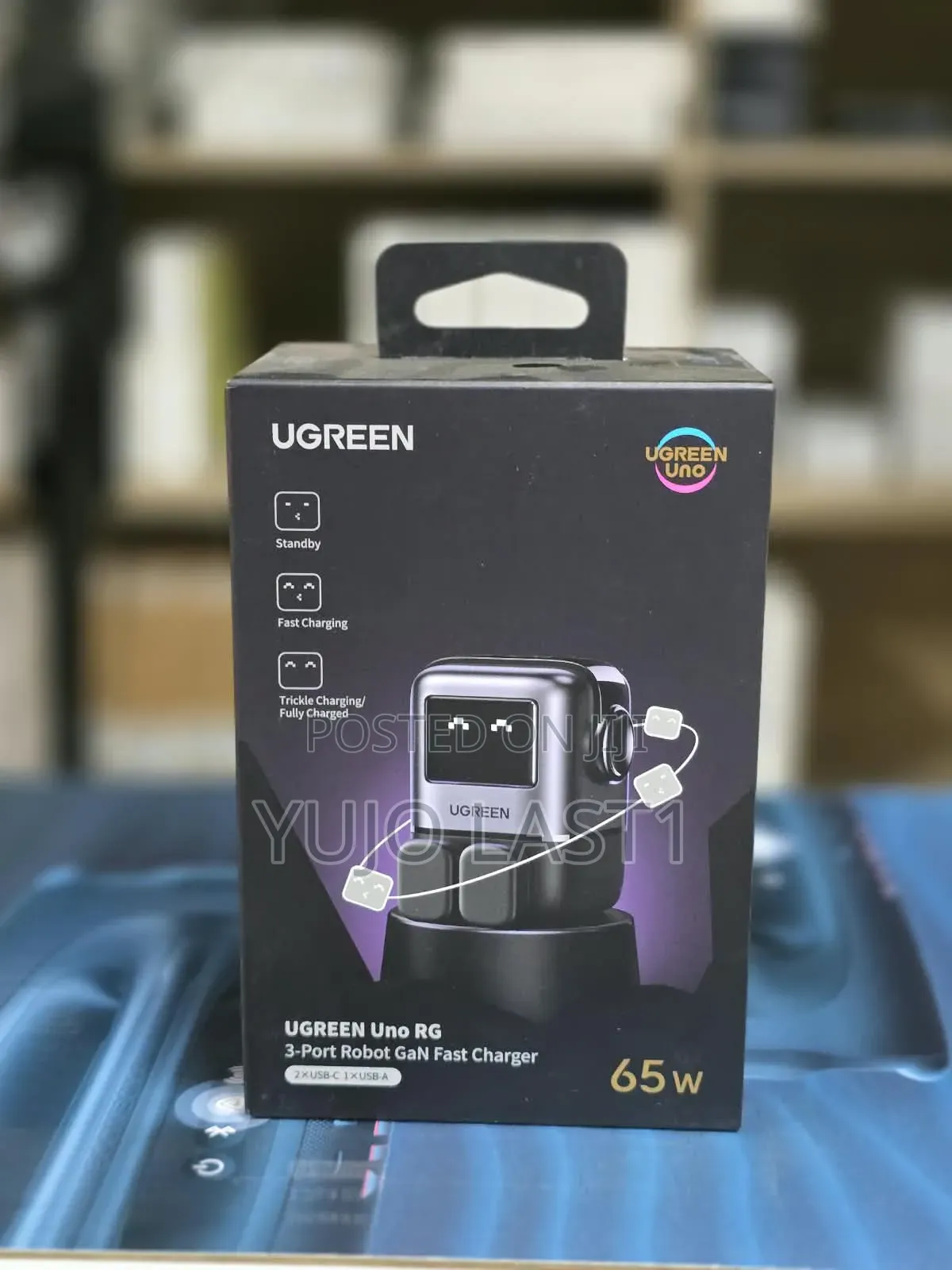 Ugreen Uno Robot 65W 3-Port GaN Fast Charger UK Grey – CD361