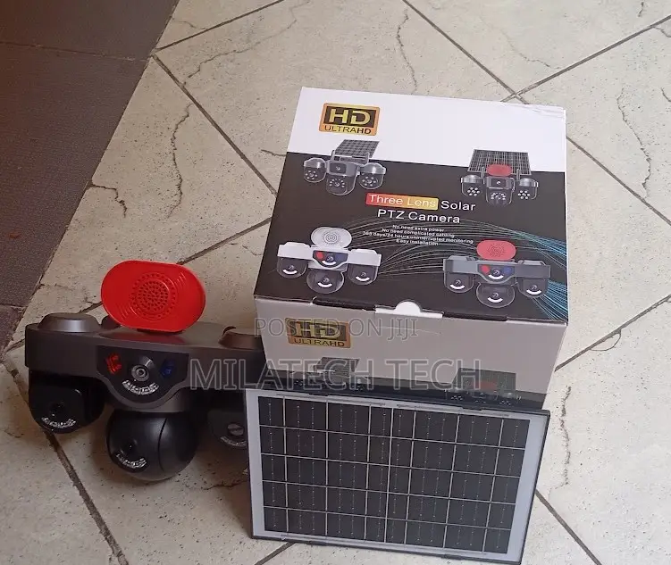 4G Solar Security Camera Triple Lens With Alarm