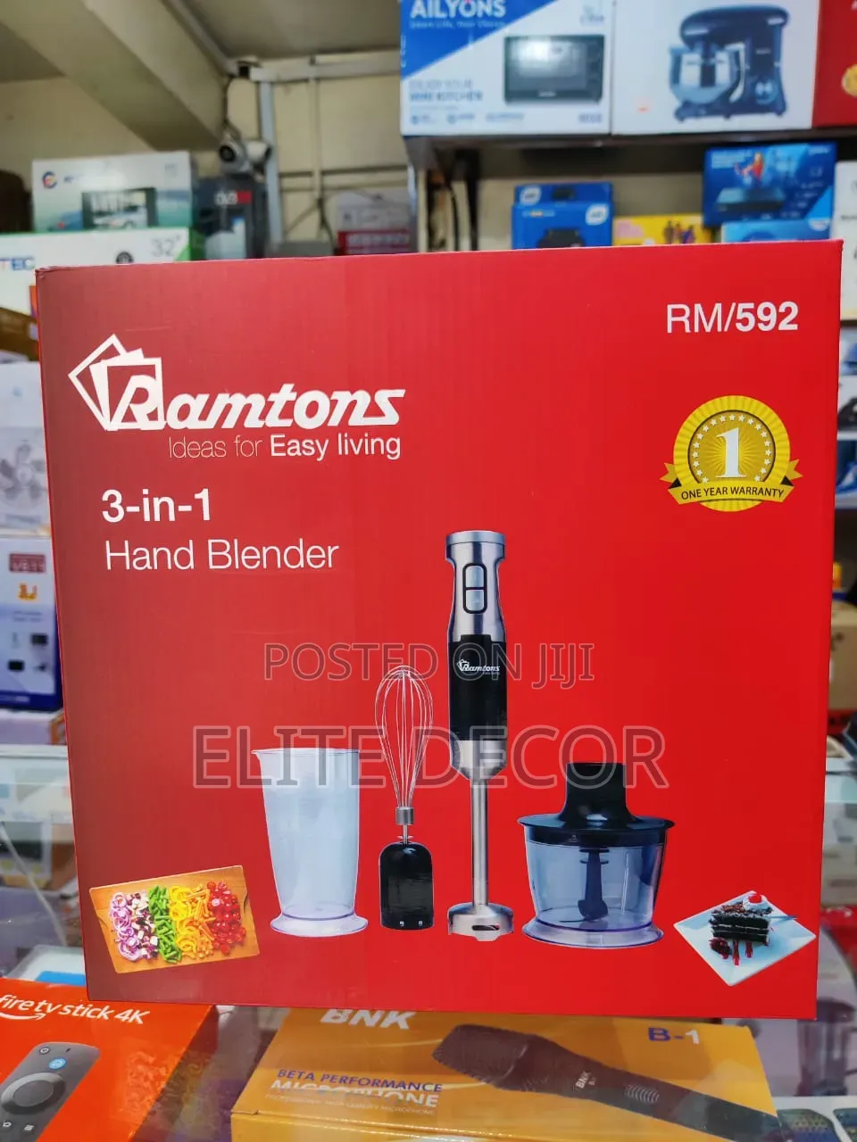 Ramtons RM/592 3-in-1 Hand Blender 600W | Blender, Chopper & Whisk