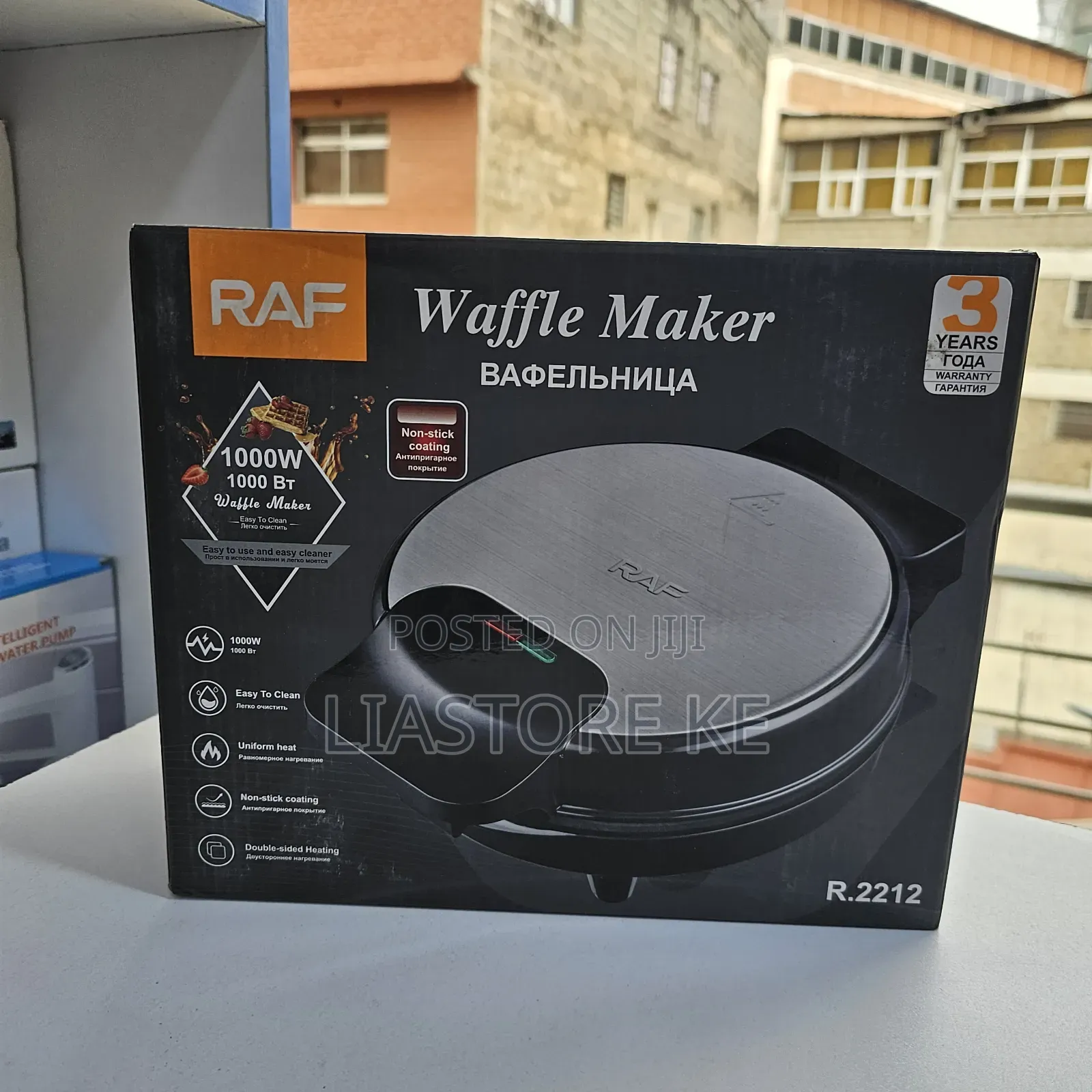 RAF 1000W Waffle Maker R.2212 – Double-Sided Heating Non-Stick