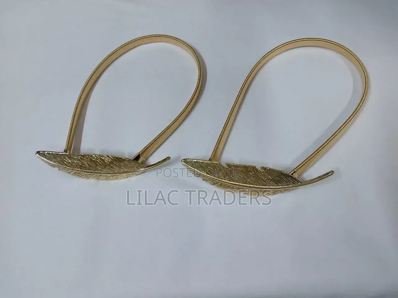 Gold Feather Shaped Metallic Curtain Tie Back Gal