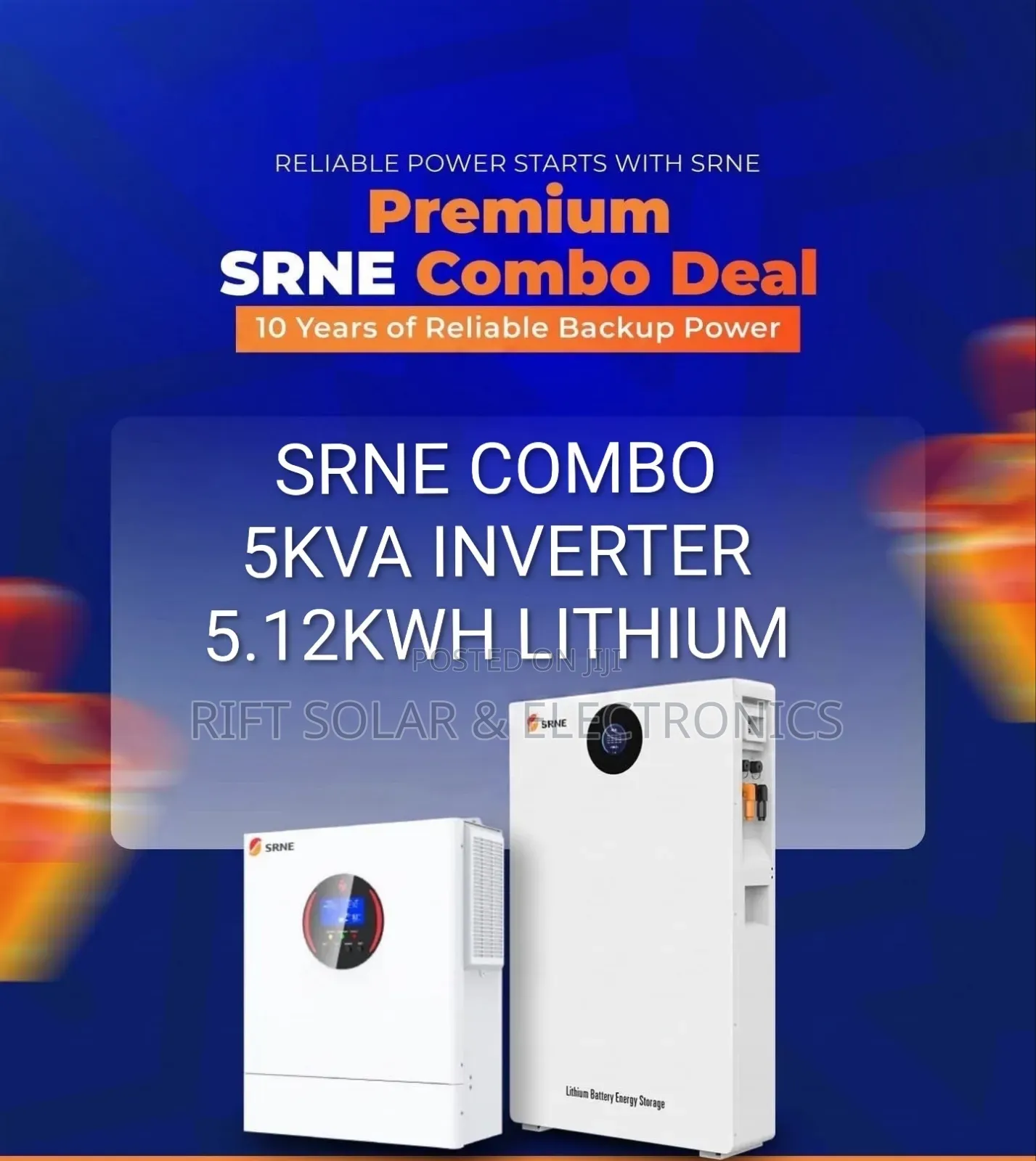 SRNE 5kva Inverter & 5.12kwh Lithium Solar Battery Combo