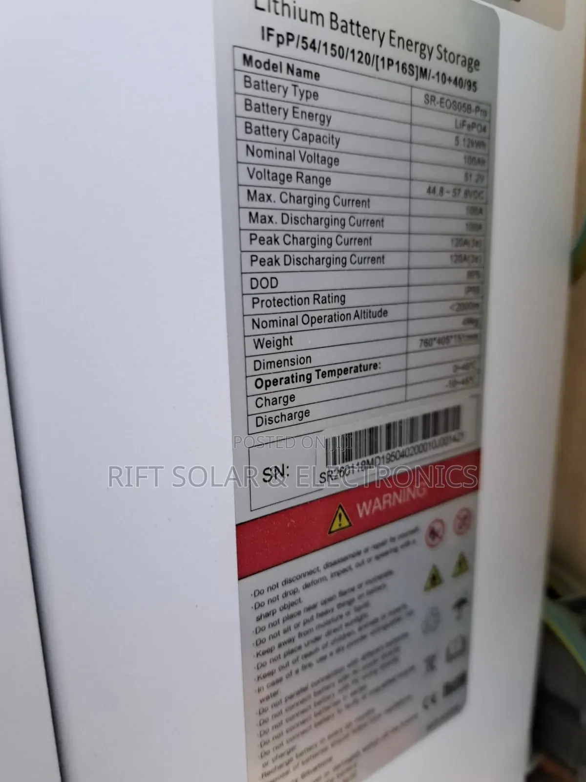 SRNE 5kva Inverter & 5.12kwh Lithium Solar Battery Combo