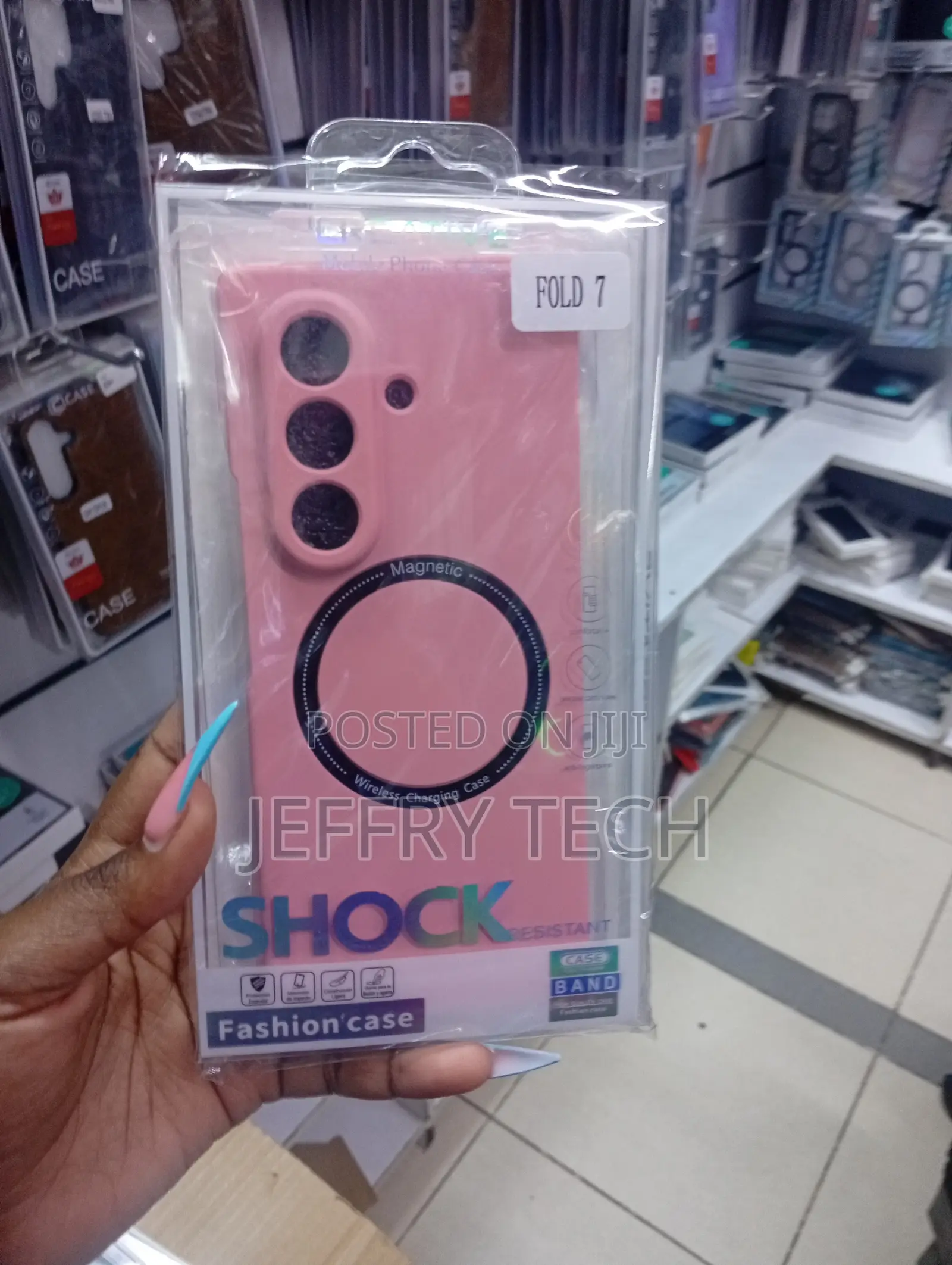 Pink Shockproof Phone Case Designed for the Samsung Galaxy Z Fold 7.
