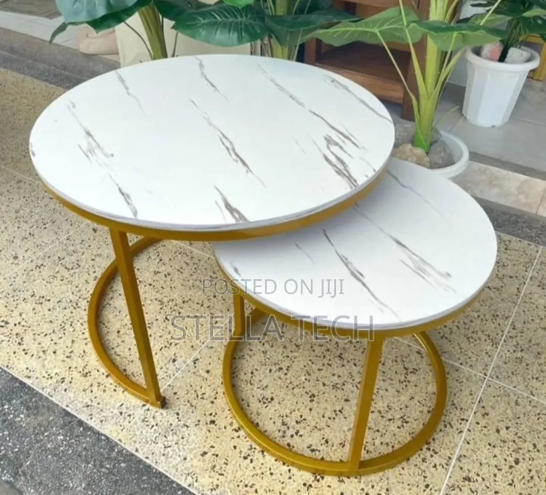 WHITE Nesting Coffee Table Marble Effect (MDF)