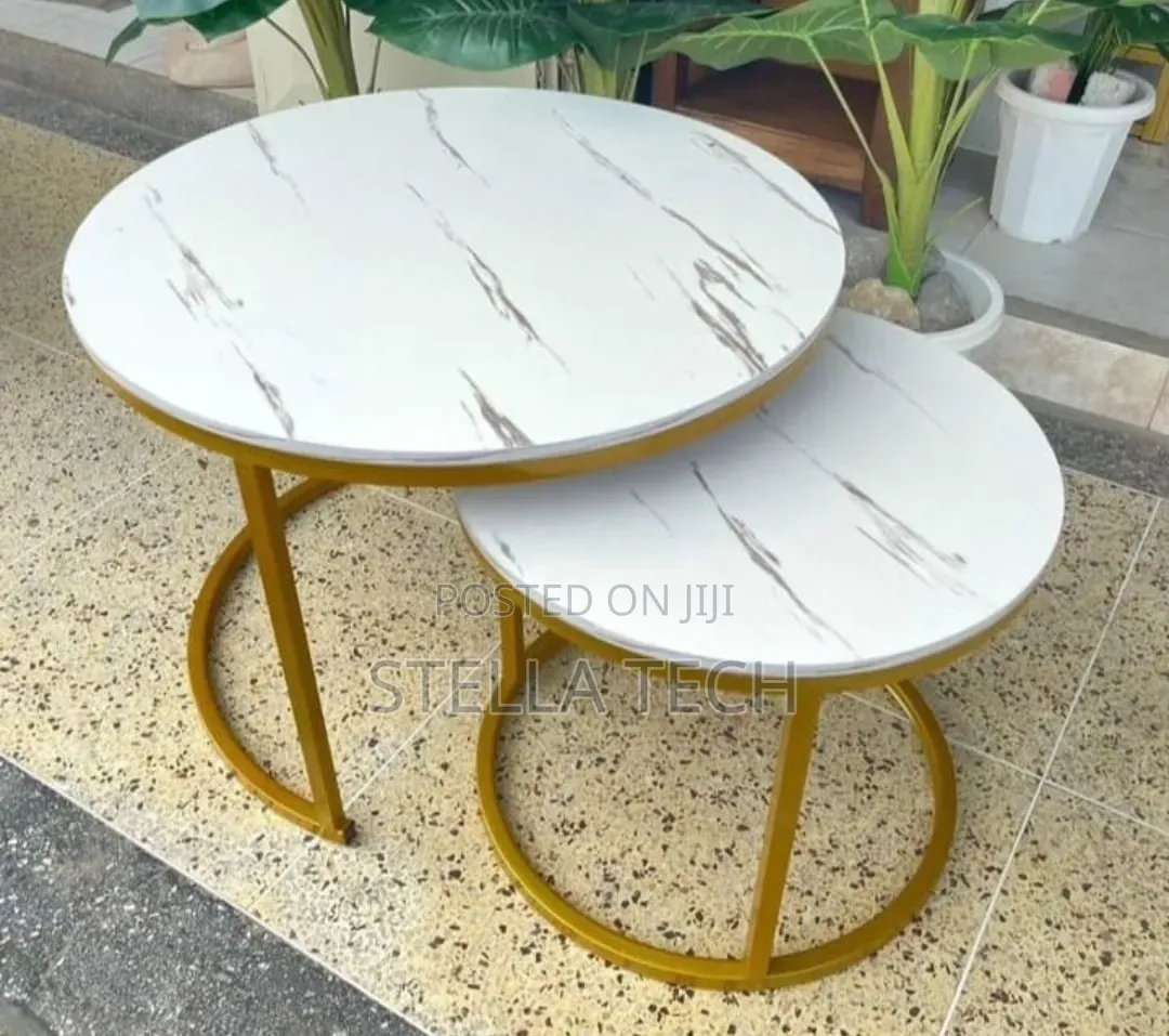 WHITE Nesting Coffee Table Marble Effect (MDF)