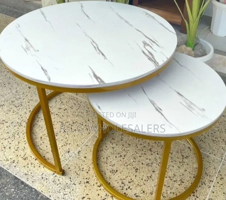 WHITE Nesting Coffee Table Marble Effect (MDF) @