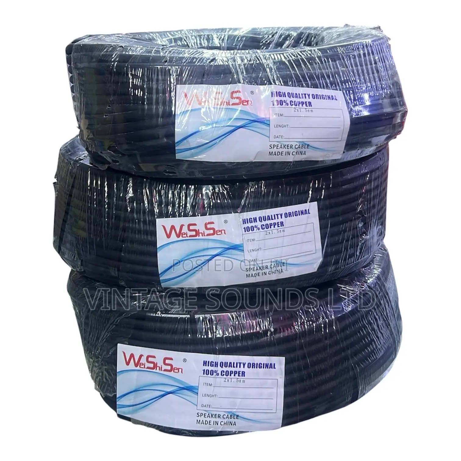 WSS 1.5mm Black Speaker Cable 100M Roll