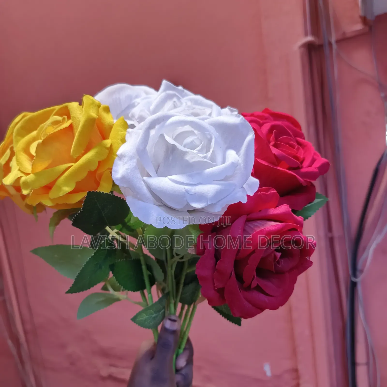 Yellow, White & Red Rose Flowers – Artificial Decorative Flowers
