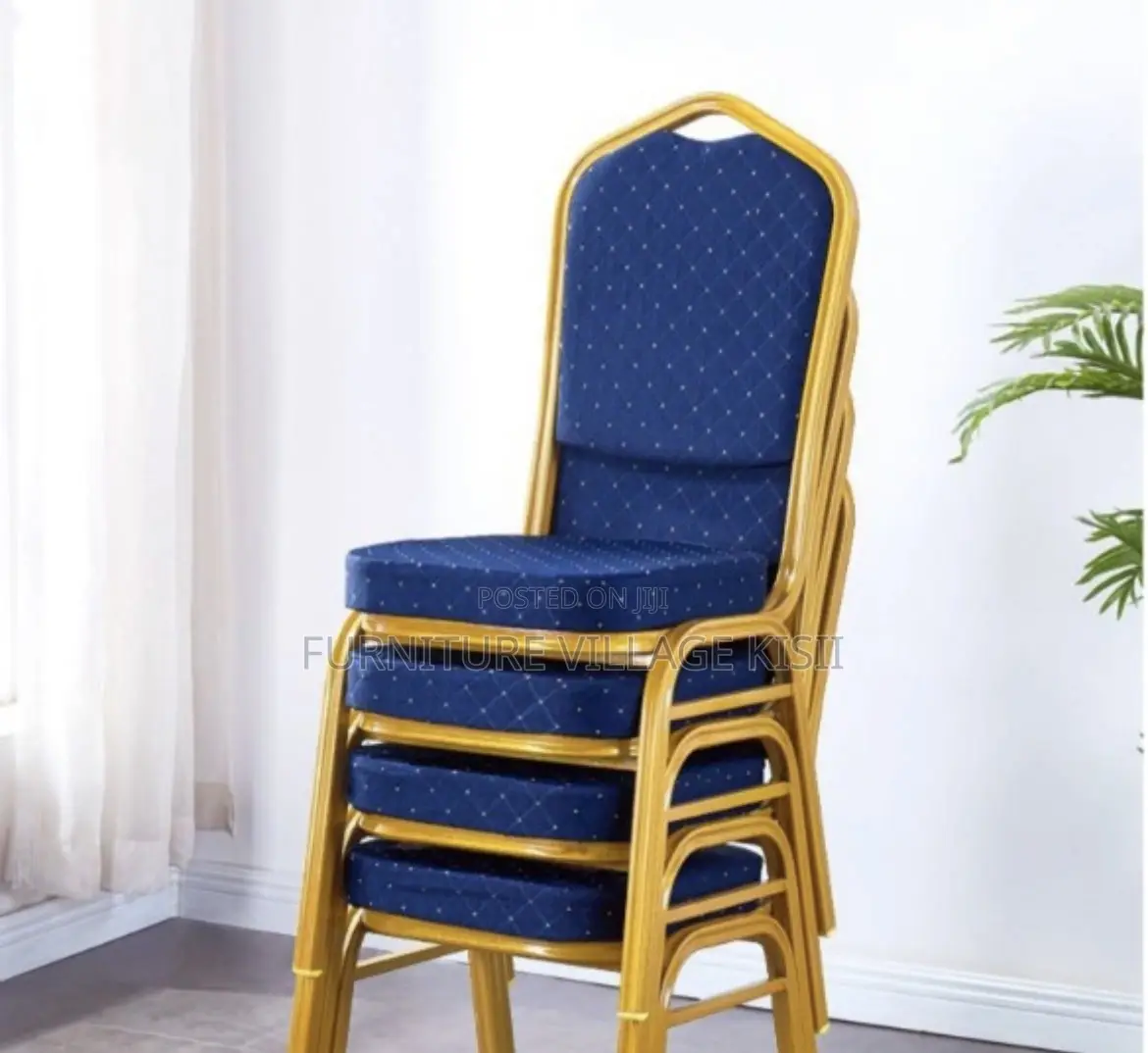 Office Furniture; Blue Banquet Conference Armless Chair
