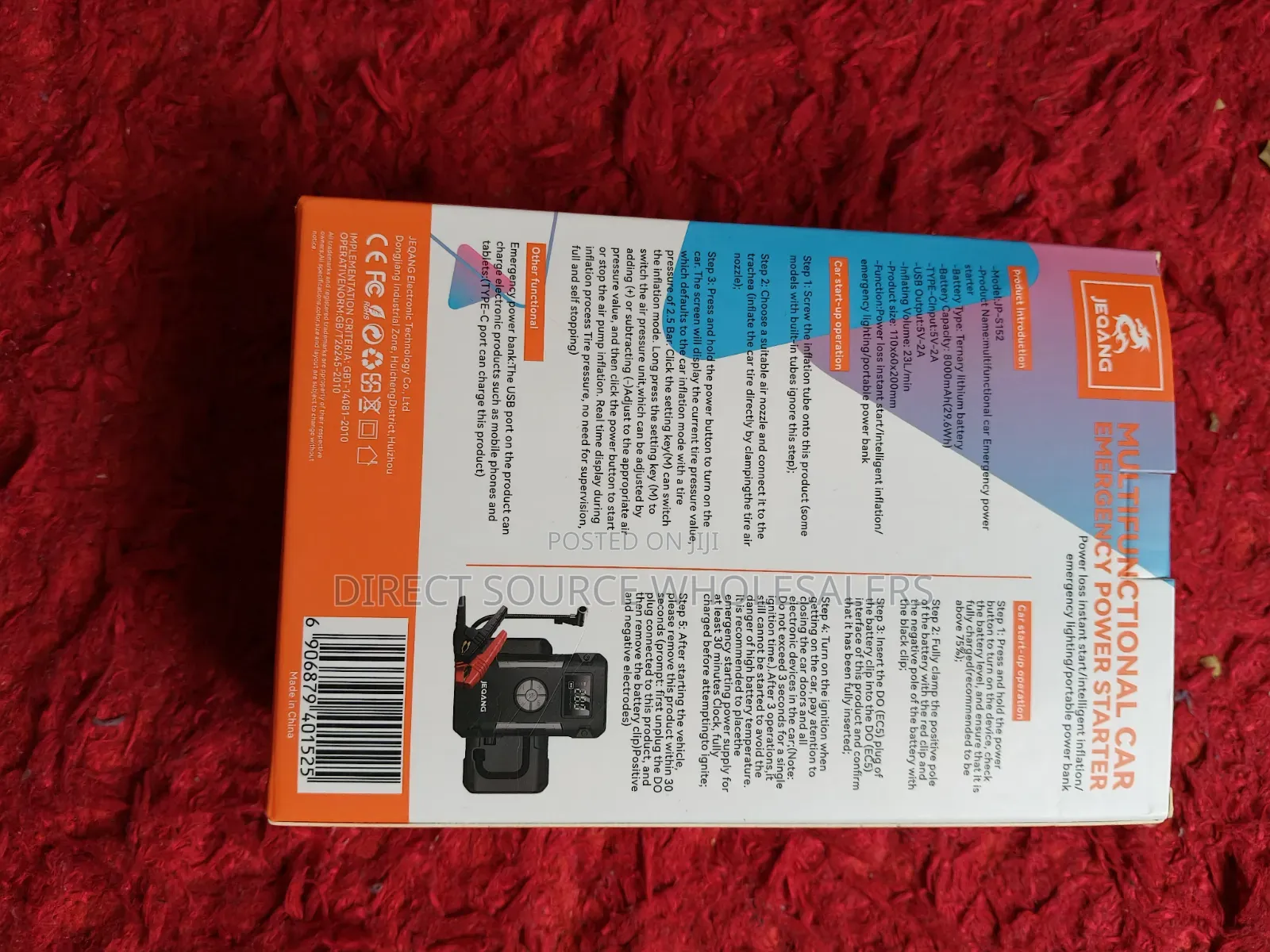 Portable Car Jump Starter With Compressor & LED Torch
