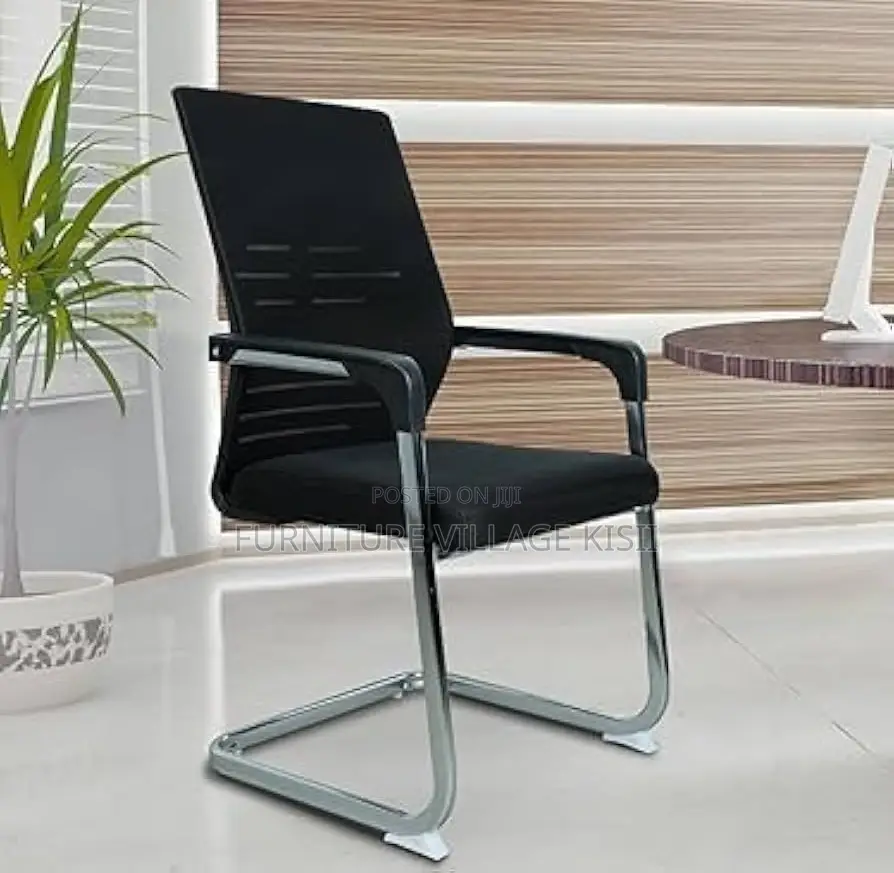 Office Chair; Black Mesh Reception Waiting Chair