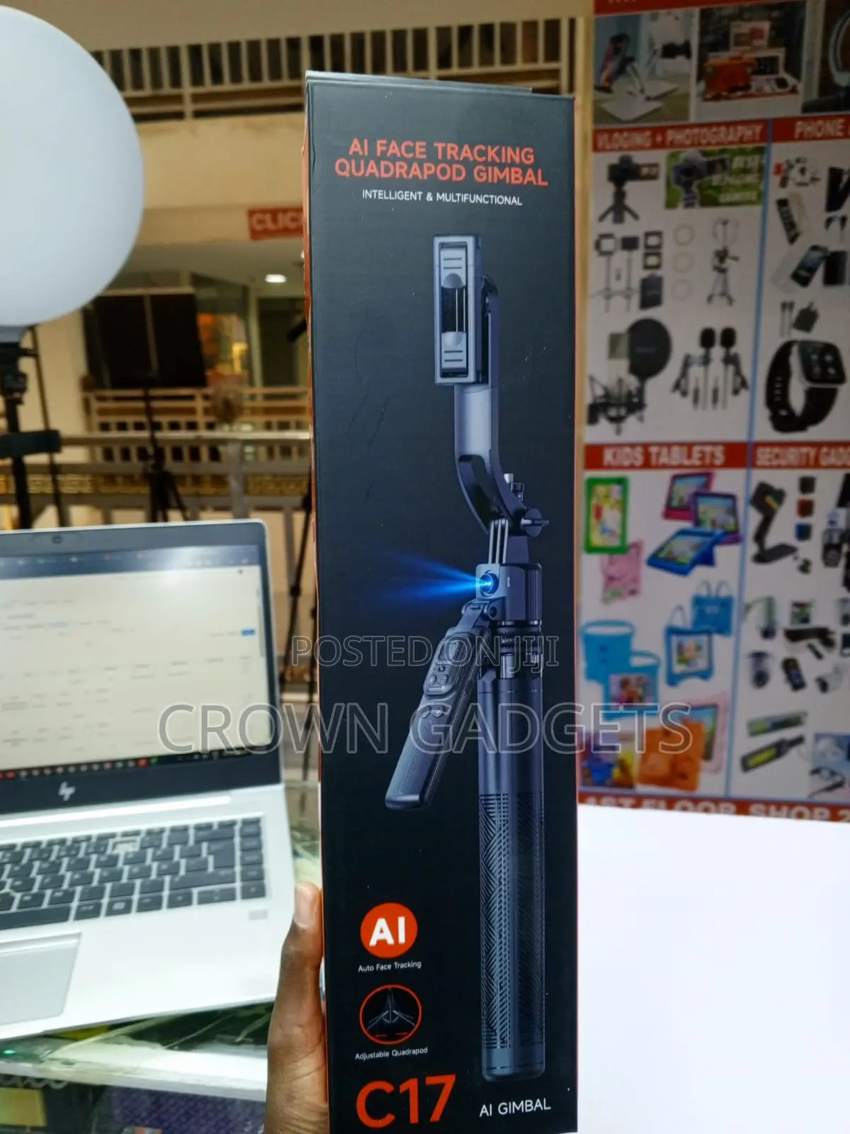 C17 AI Face Tracking Smartphone Gimbal Selfie Stick Tripod Stand