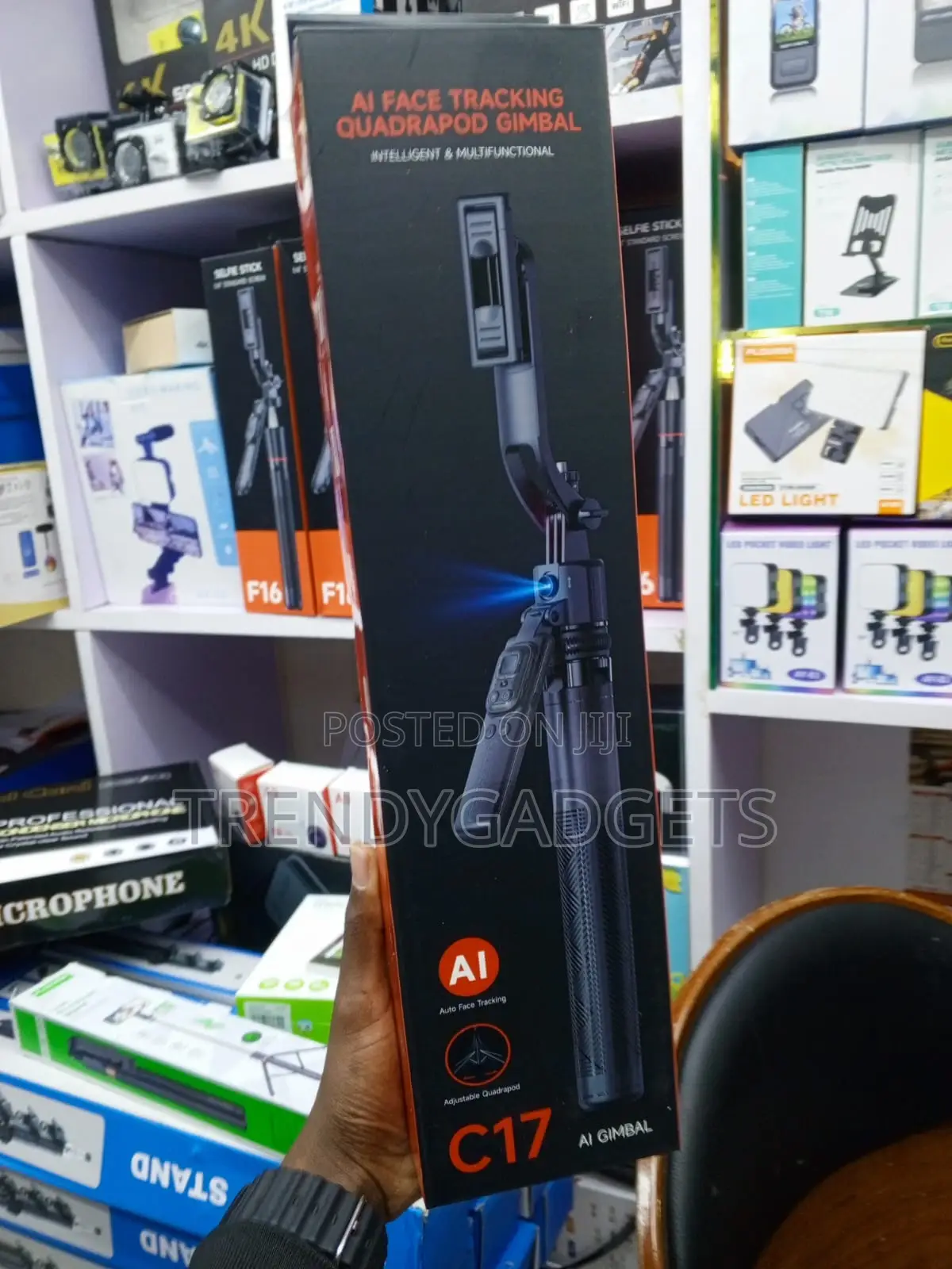 C17 AI Face Tracking Selfie Stick With 360° Rotation Phone Tripod