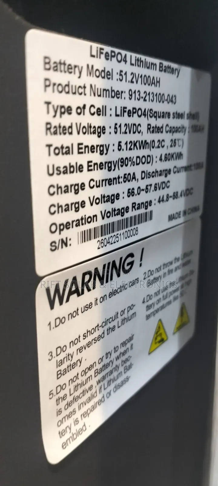 Felicity 5.12kwh - 48v Lithium Ion Battery BMS Compatible 6000 Cycle