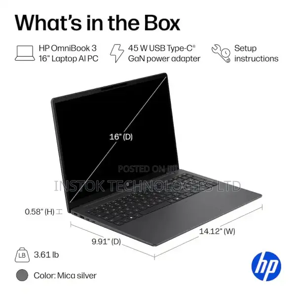 New Laptop HP OmniBook 5 16" 8GB Intel Core Ultra 5 SSD 512GB