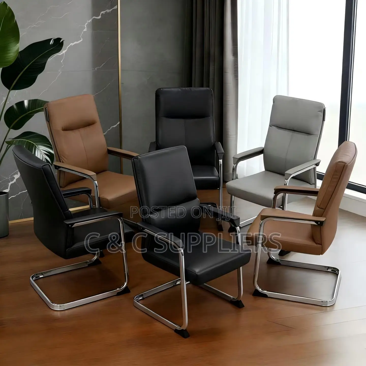 Executive Non Adjustable Guest Leather Chair.