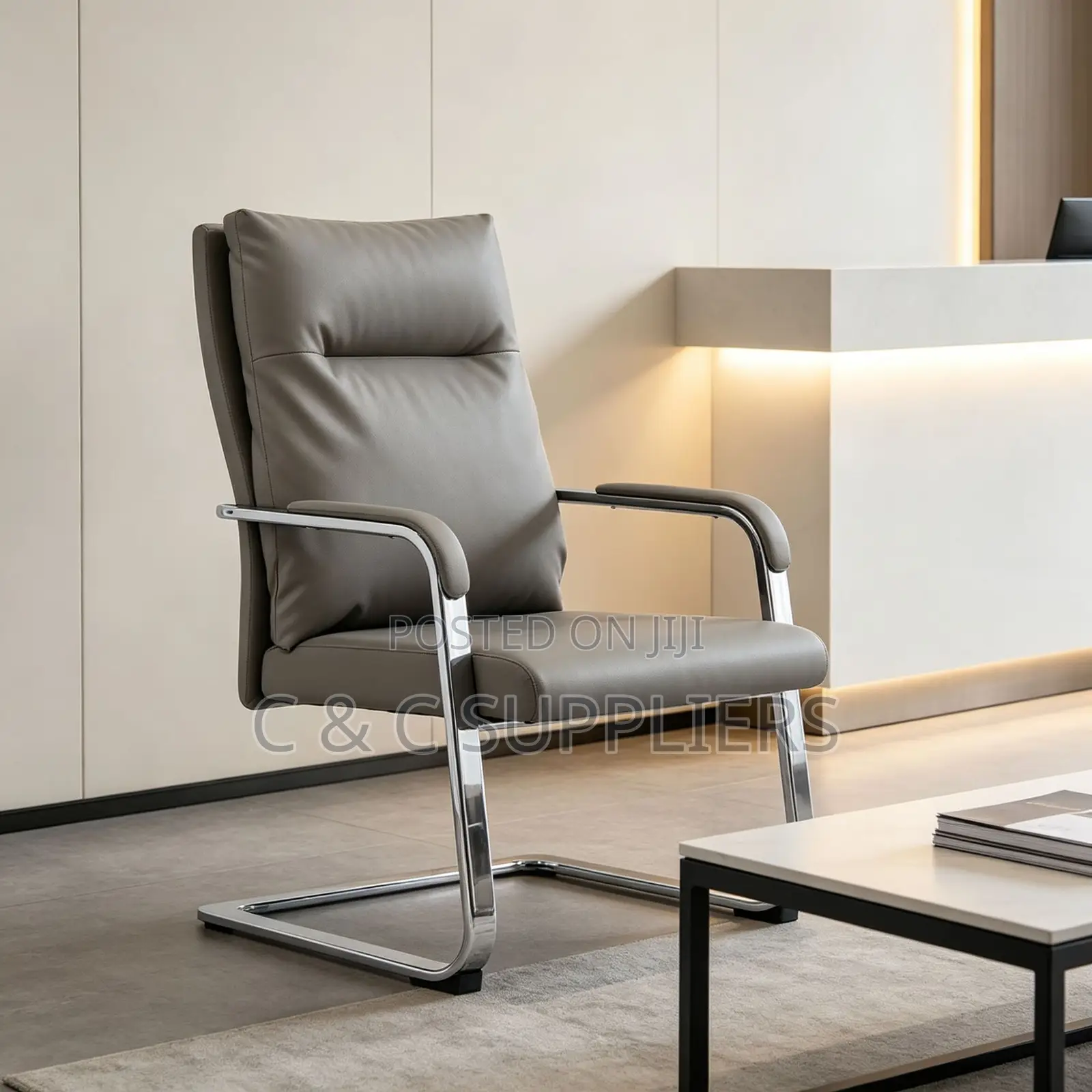 Executive Non Adjustable Guest Leather Chair.