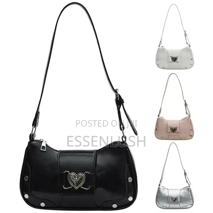 Trendy Y2K Heart Buckle Shoulder Bag - Studded Handbag