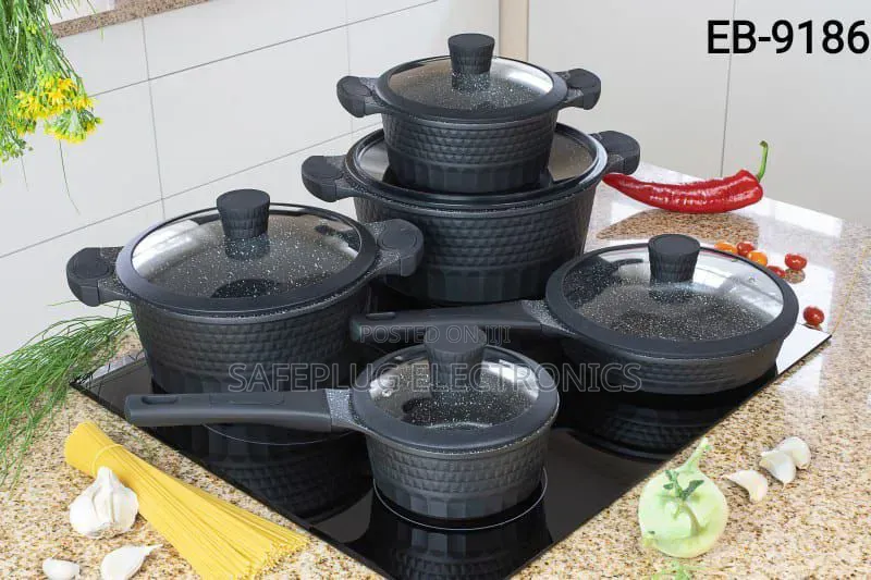 10-Piece Edenburg Cookware Set – Premium Black Induction Pots & Pans