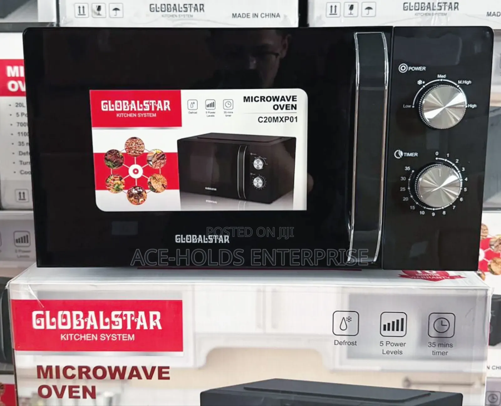 Globalstar 20 Litres Manual Microwave Oven – Silver/ Black