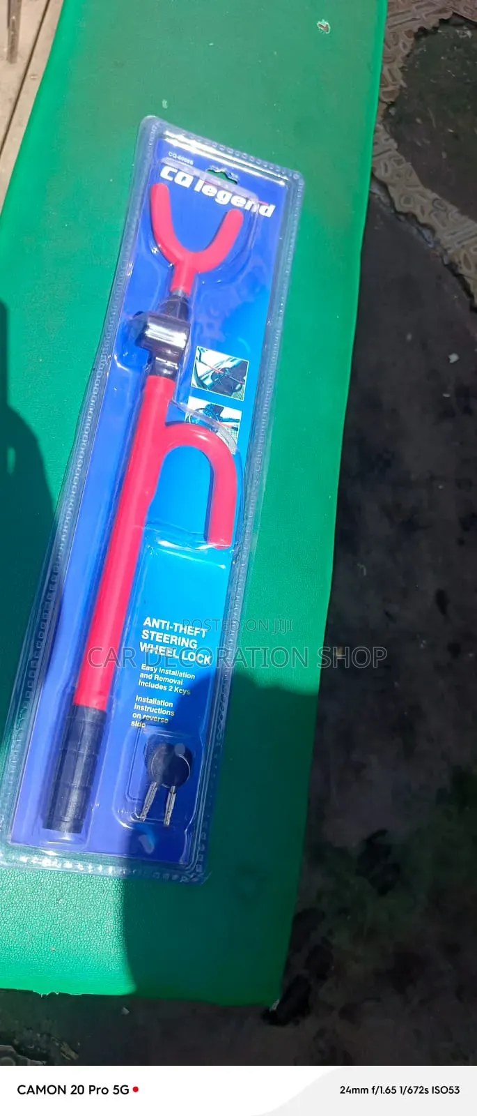 Steering Wheel Security Bar Lock With U-Shaped Fork 2 Lock on Steering