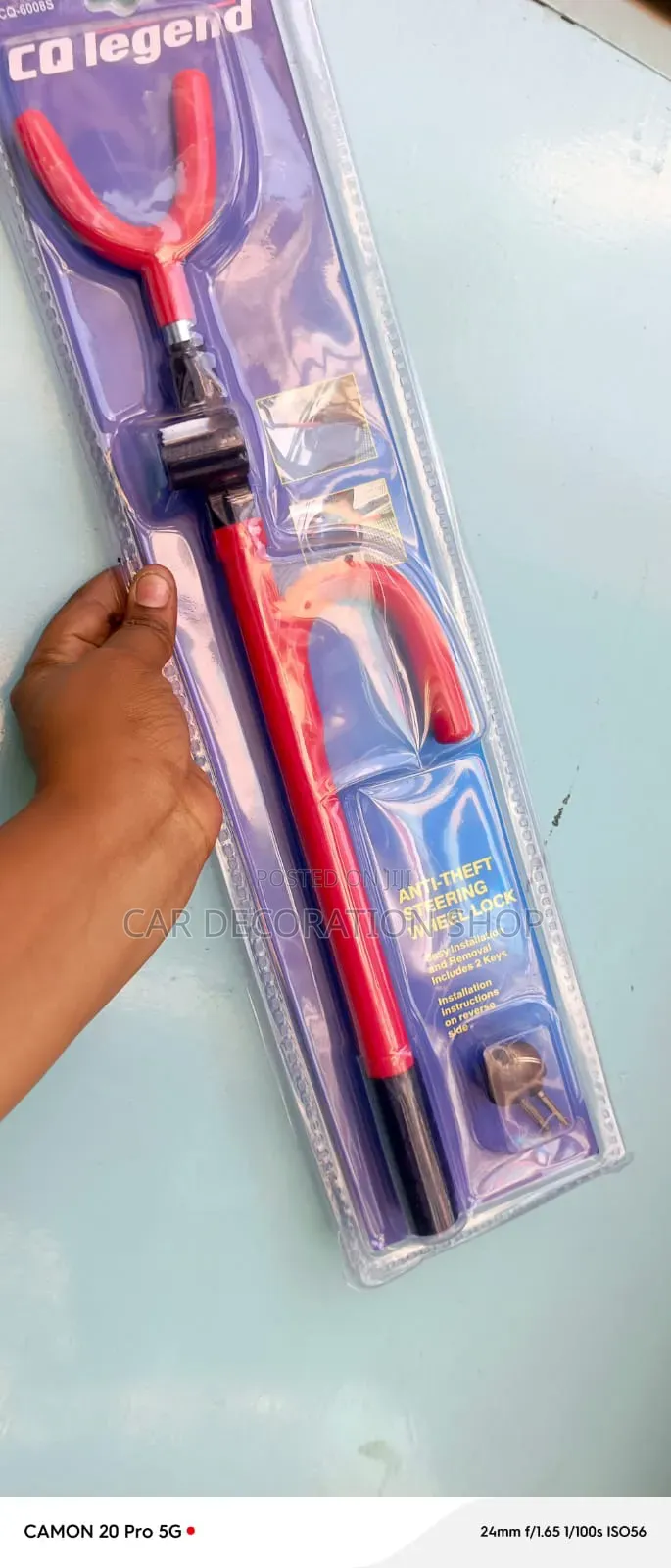 Steering Wheel Lock Strong Mechanical Deterrent Against Car Theft