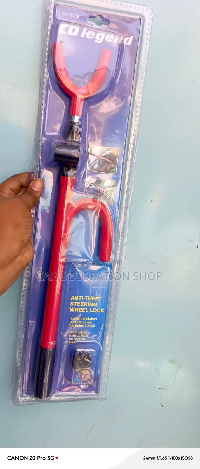 Steering Wheel Lock Built From Hardened Steel to Resist Cutting