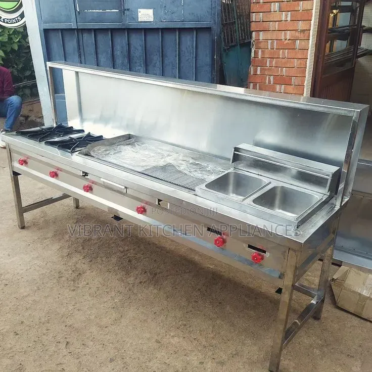 Combined Commercial  2-Burner, Griddle & Double Deep Fryer