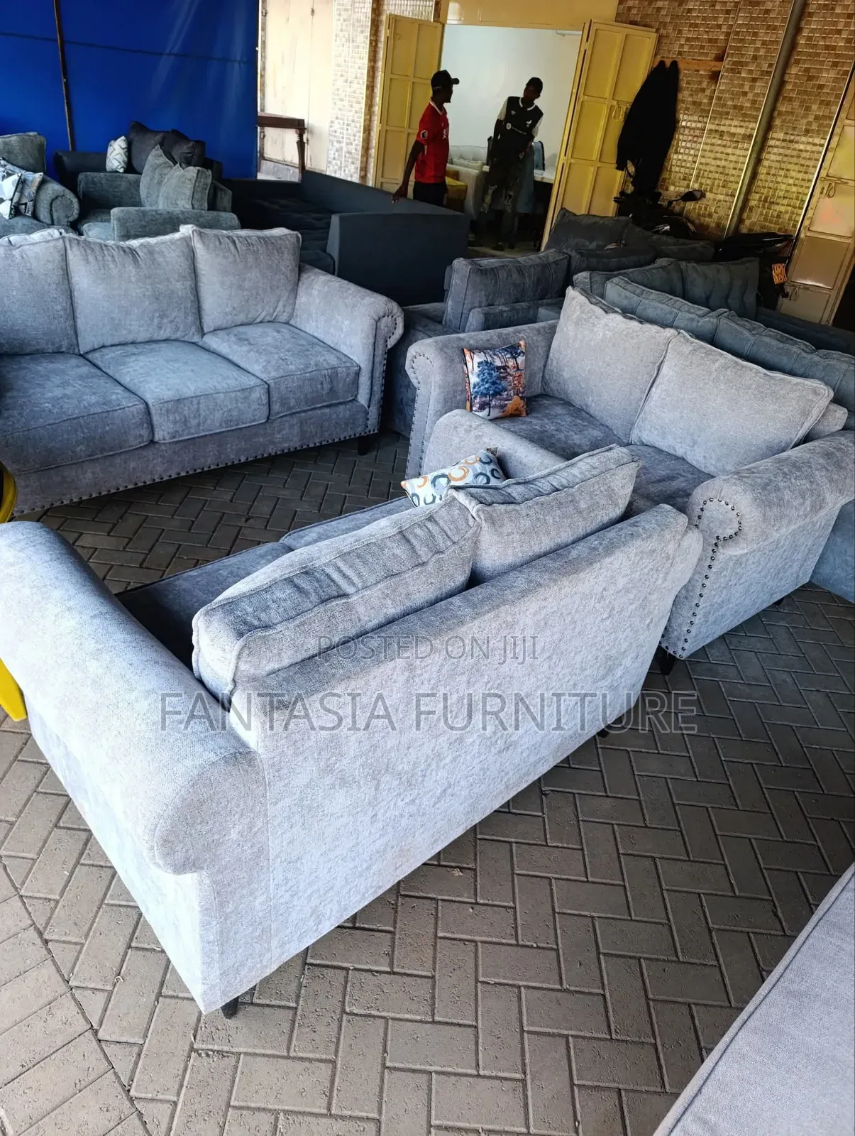 3 + 2 Seater Grey Sofa Set