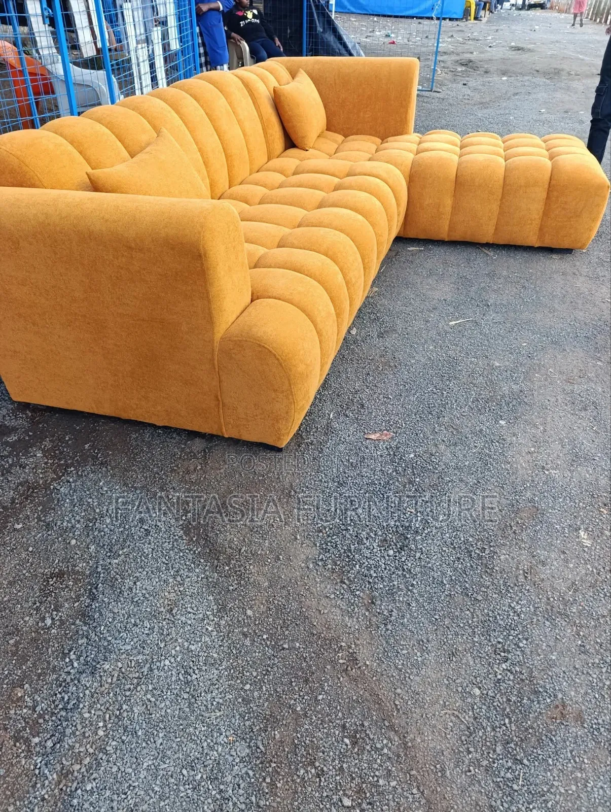 5-Seater  L-Shaped Bubble Sofa (Yellow)