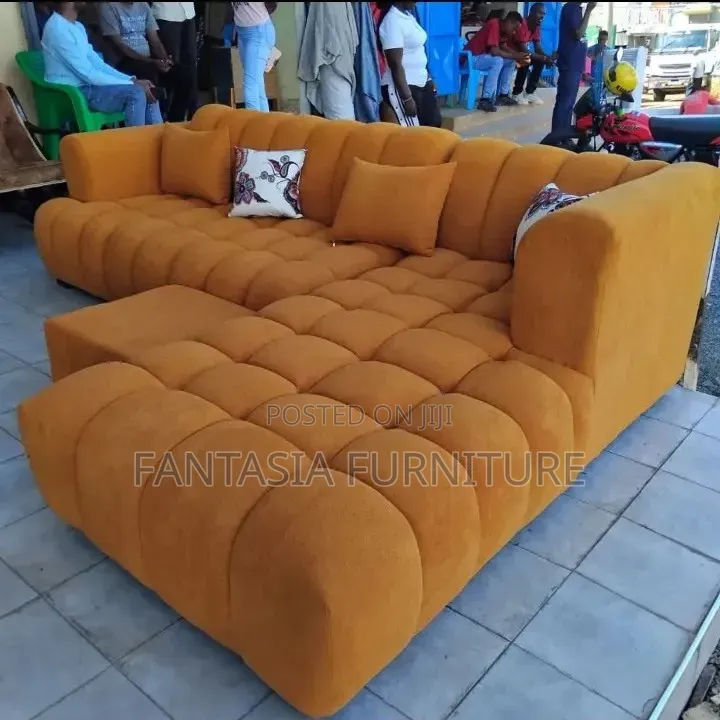 Clean 5-Seater L-Shaped Bubble Sofa